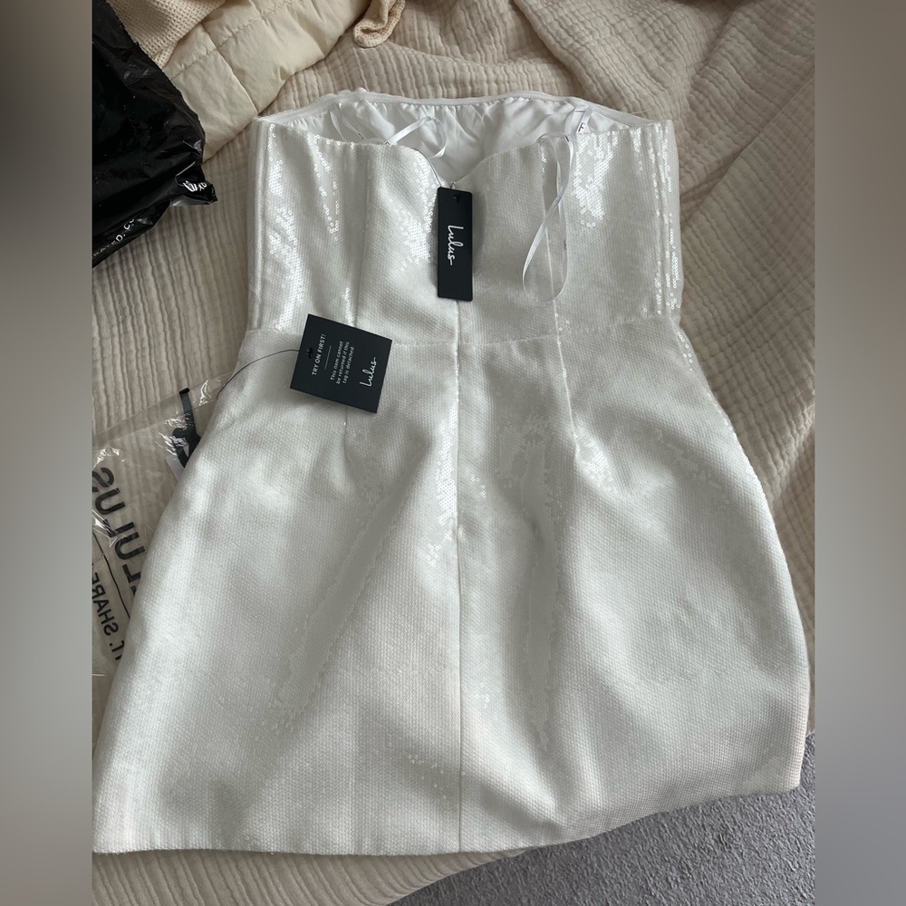 Lulu’s White Strapless Sequin Dress - Picture 4 of 4